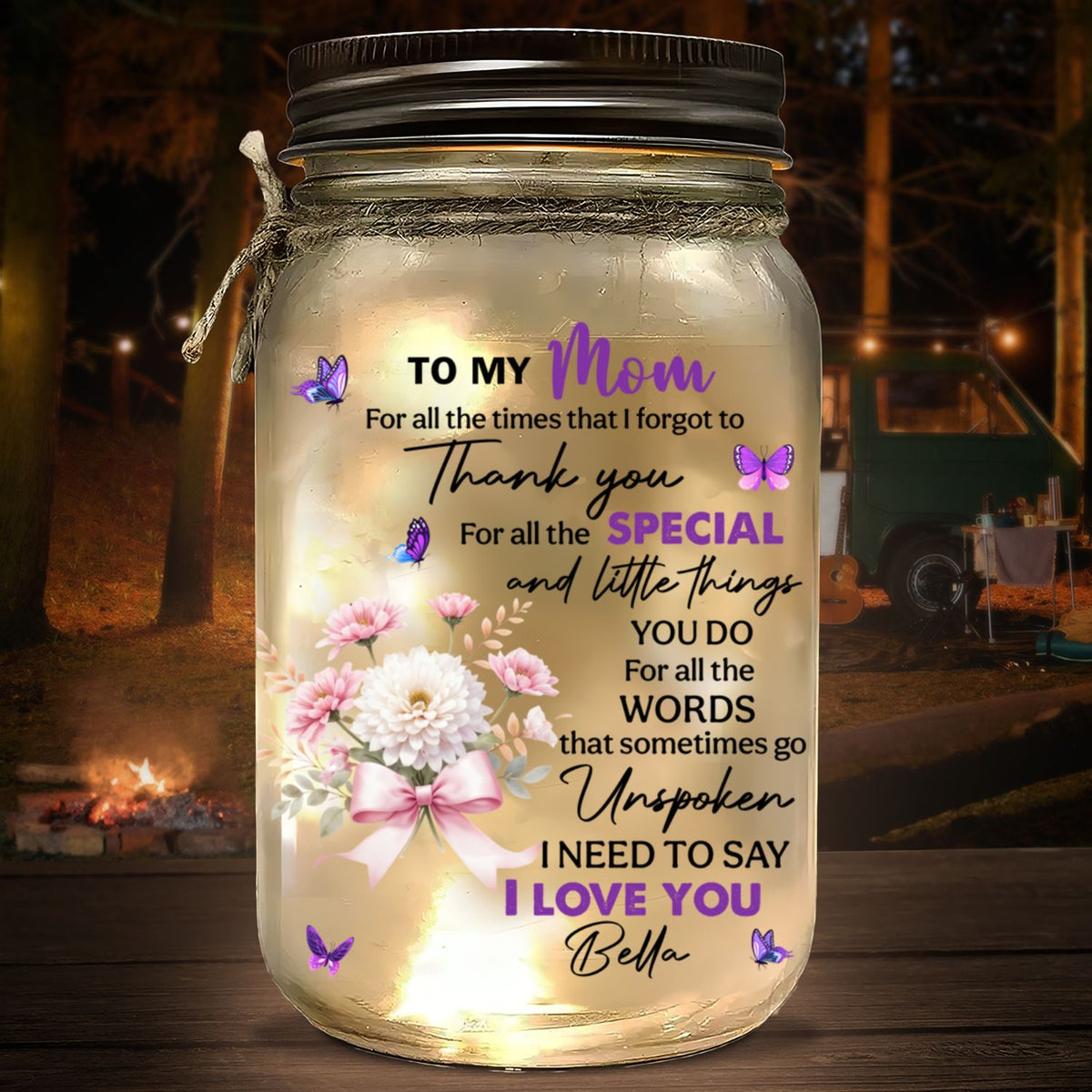 Thank You My Great Mother - Personalized Mason Jar Light
