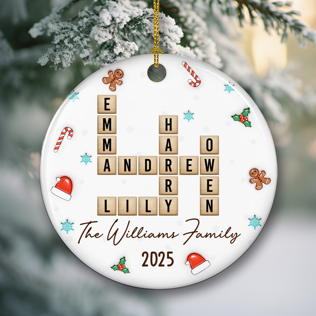 Custom Family Ornament, Christmas Gift for Family Members •  The Best Crossword We Ever Made - Personalized 3D Inflated Effect Ceramic Ornament