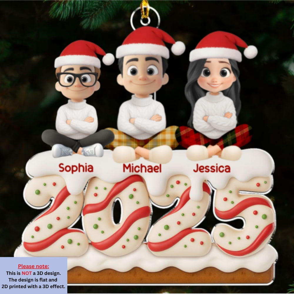 Custom Family Ornament, Christmas Gift for Family Members •  Family Christmas Tree Cake Version 2 - Personalized Acrylic Ornament