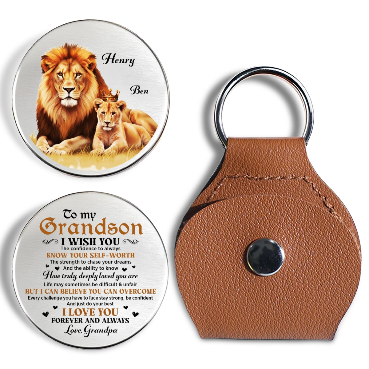 Custom Daughter Coin Keychain, Mother's Day Birthday Gifts • Just Do Your Best - Personalized Pocket Hug