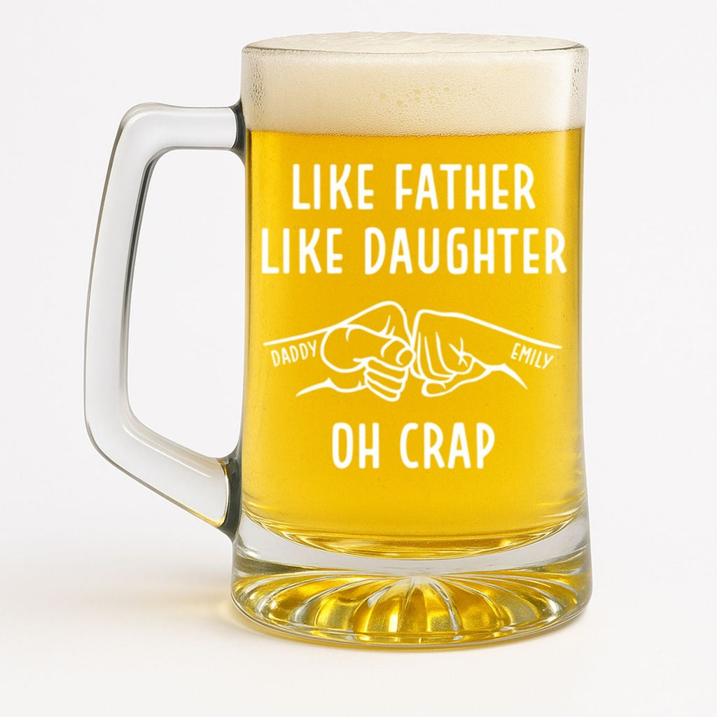 Like Father Like Daughter - Personalized Beer Glass With Handle
