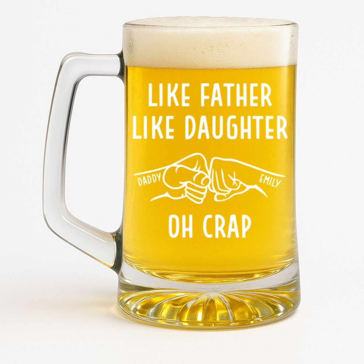 Like Father Like Daughter - Personalized Beer Glass With Handle