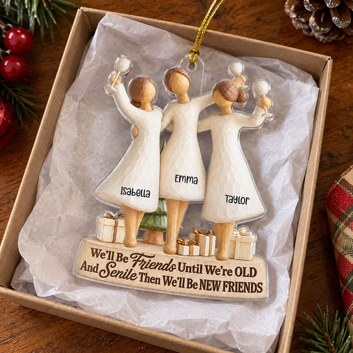 Custom Sister Christmas Ornament •  Old And Senile - Personalized 3D Effect Acrylic Ornament