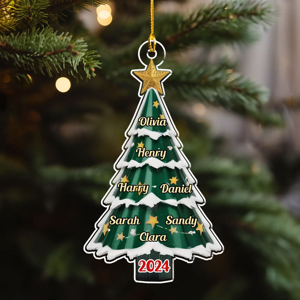 Custom Family Ornament, Christmas Gift for Family Members •  Family Pine Tree - Personalized Acrylic Ornament