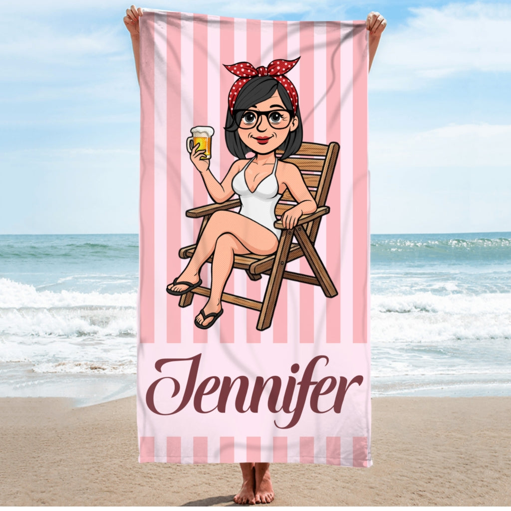 Ocean Breeze Calm Mind - Personalized Beach Towel