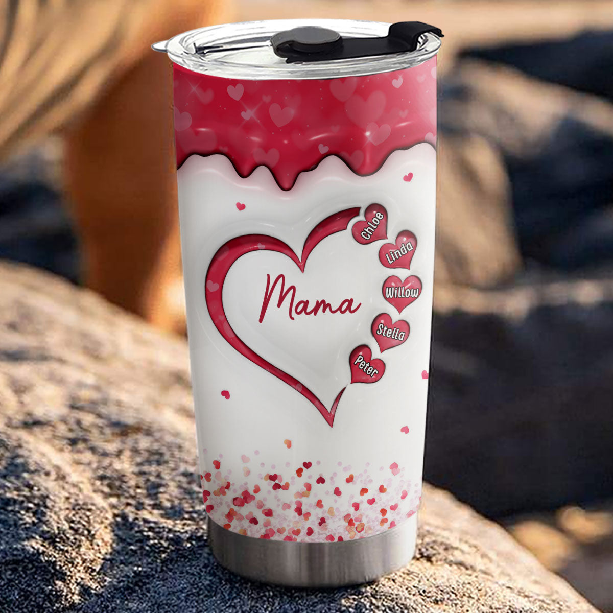 Custom Mother's Day Birthday Gifts For Grandma • We Love You More Than Words - Personalized 3D Inflated Effect Tumbler