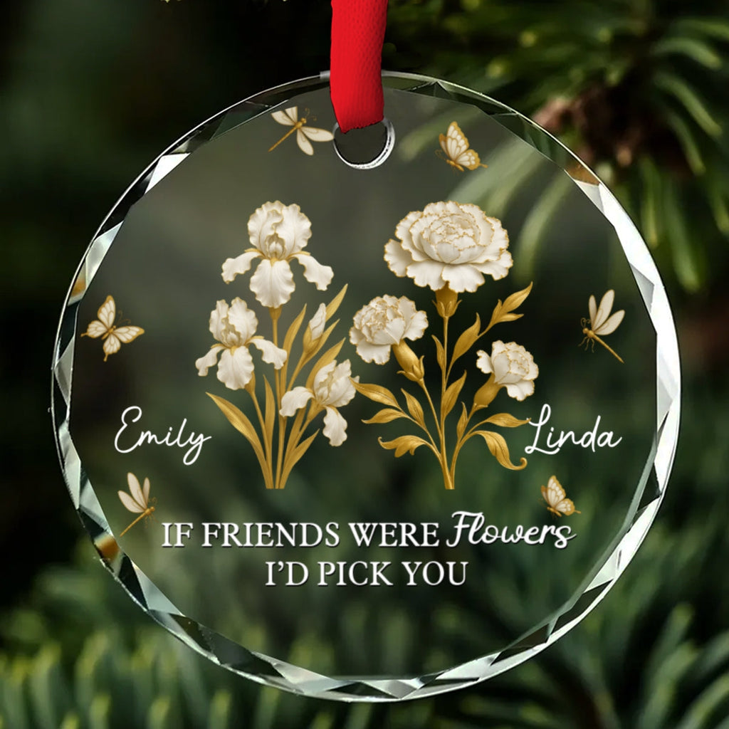 Custom Friendship Christmas Ornament, Best Friend Gift •  Pick You - Personalized Glass Ornament