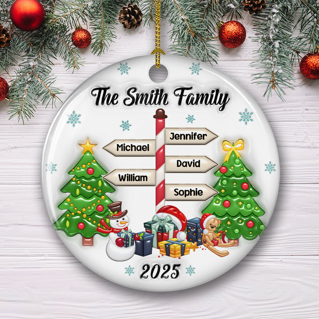 Custom Family Ornament, Christmas Gift for Family Members •  Our Family 2025 - Personalized 3D Inflated Effect Ceramic Ornament