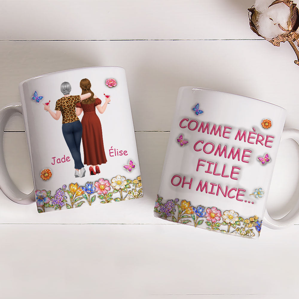 Custom Mother's Day Gift for Mom & Grandma • Comme Toi Comme Moi - Mug Personnalisé avec Effet 3D