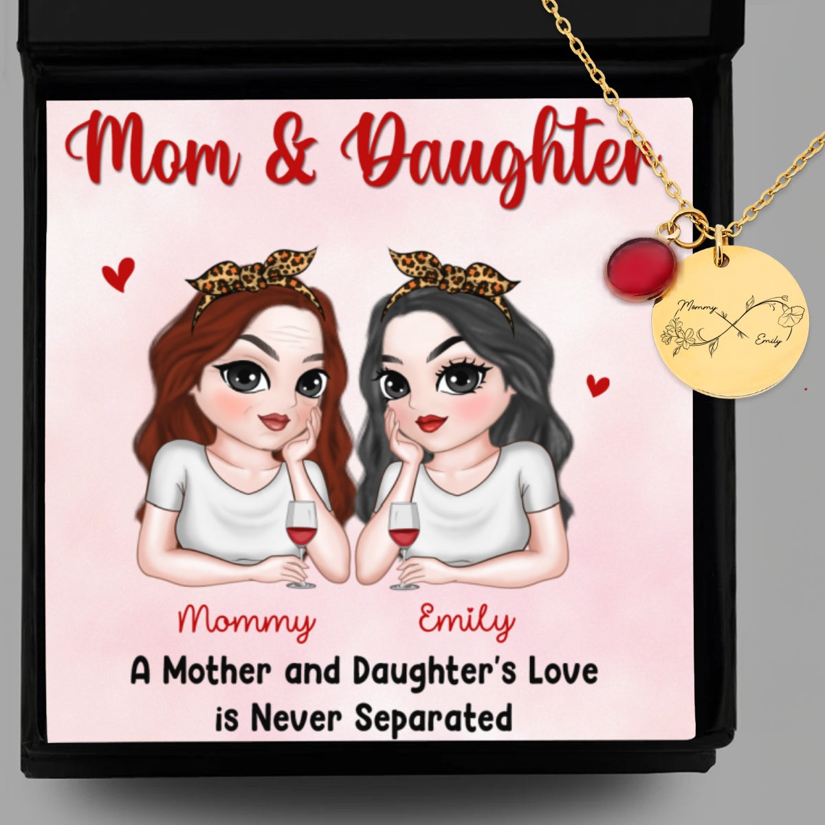 Never Separated - Personalized Birthstone Necklace With Message Card