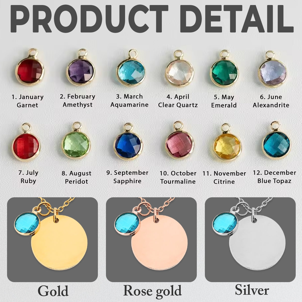 Never Separated - Personalized Birthstone Necklace With Message Card