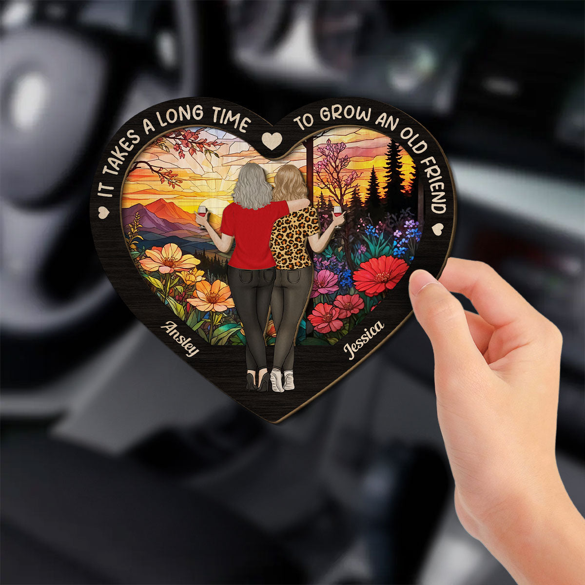Bestie Old Friends Take Time To Grow - Personalized Car Visor Clip