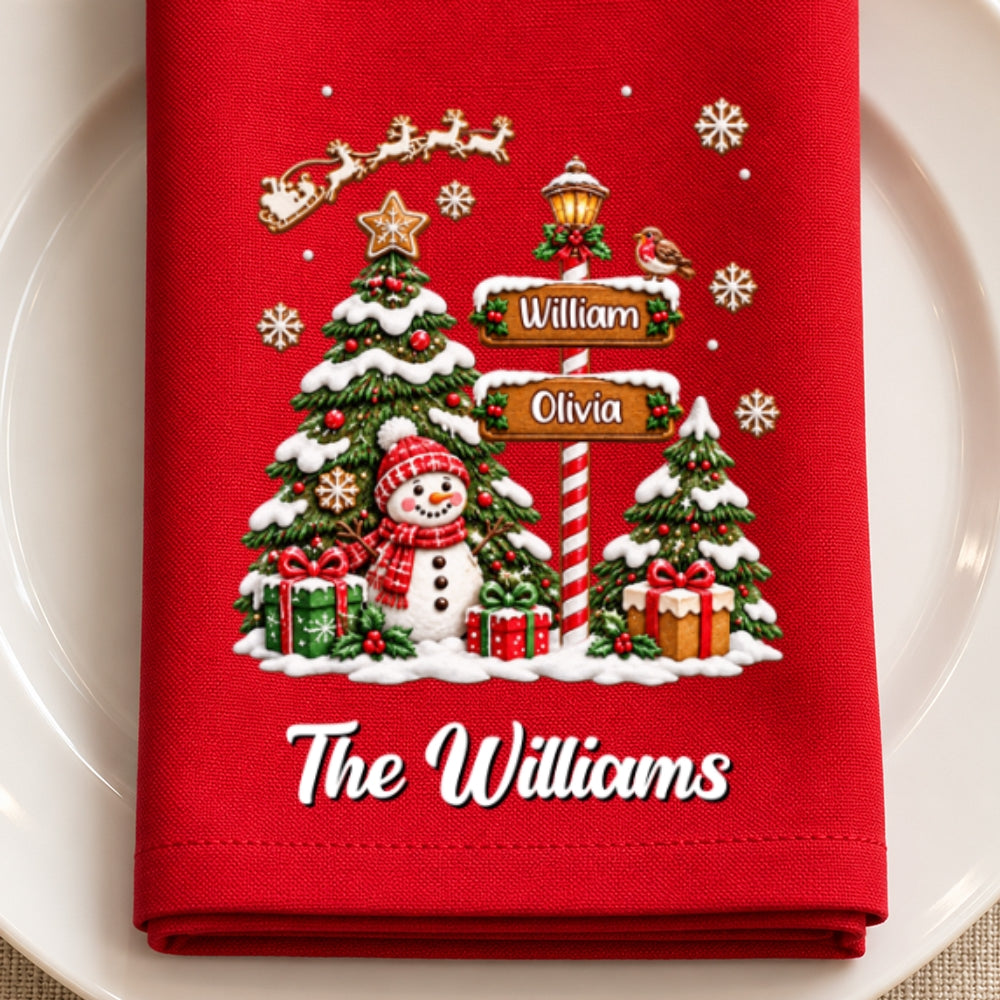 Our Gingerbread Christmas Family Tree - Personalized Napkin