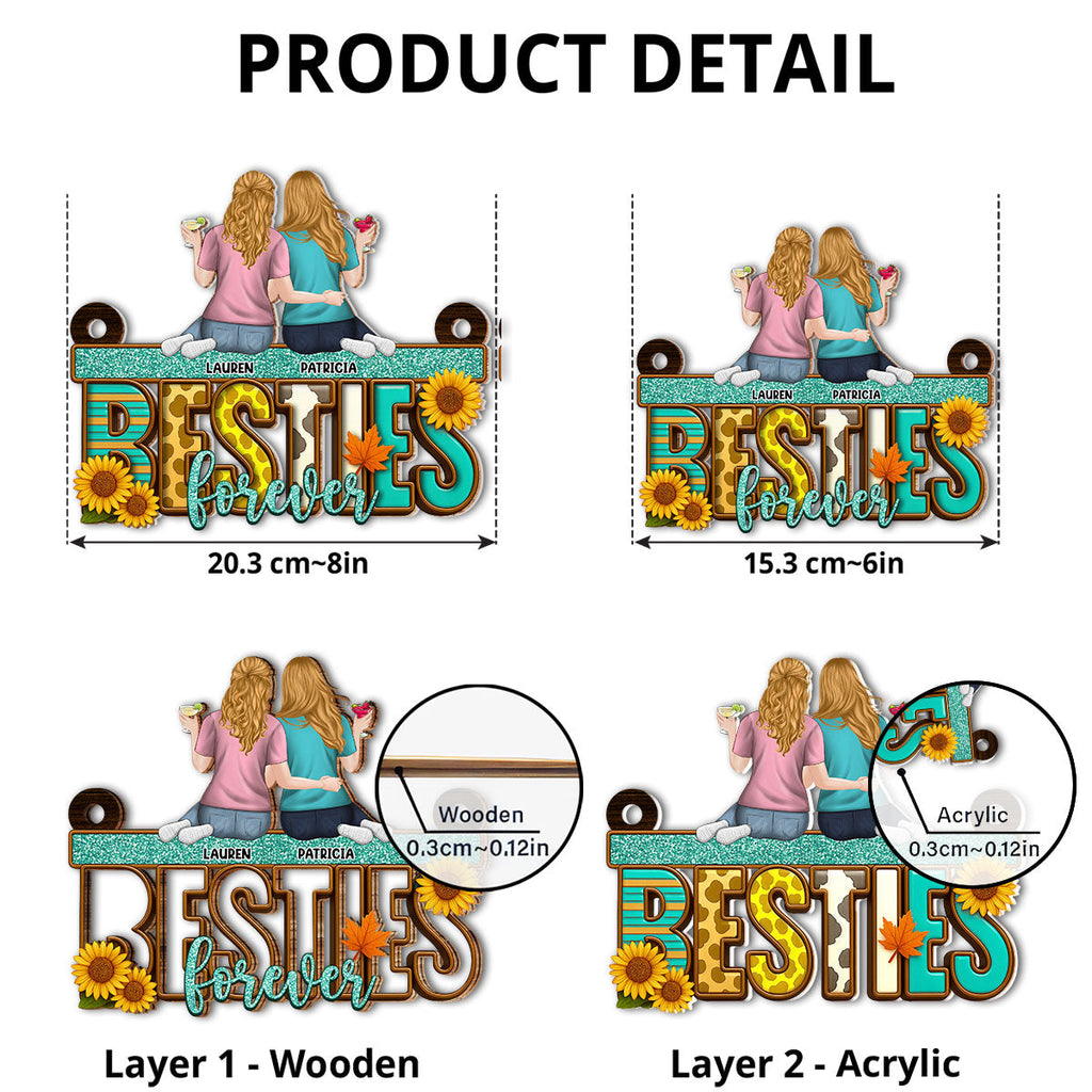 Custom Best Friend Hanging Decor, Friendship Birthday Gifts • Besties Fall Season - Personalized Suncatcher