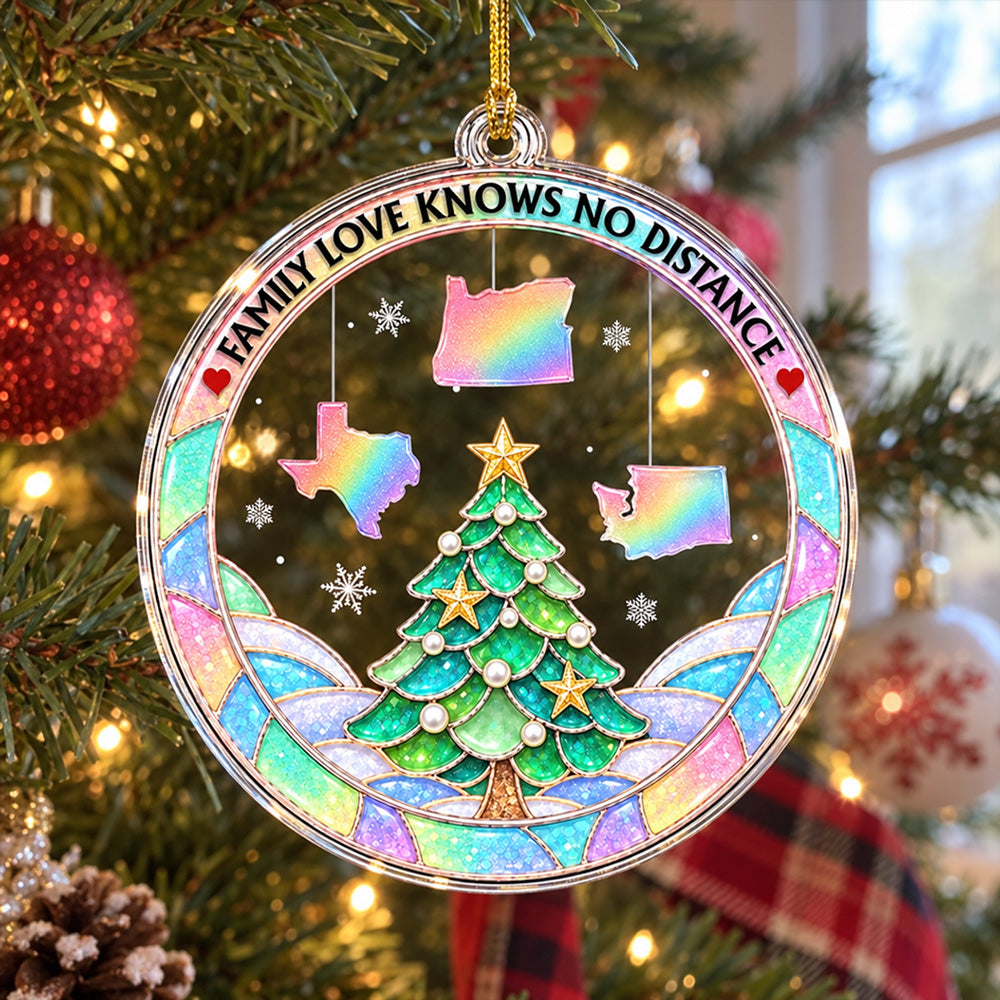 Custom Keepsake Christmas Ornament •  Family Beyond Distance - Personalized Acrylic Ornament