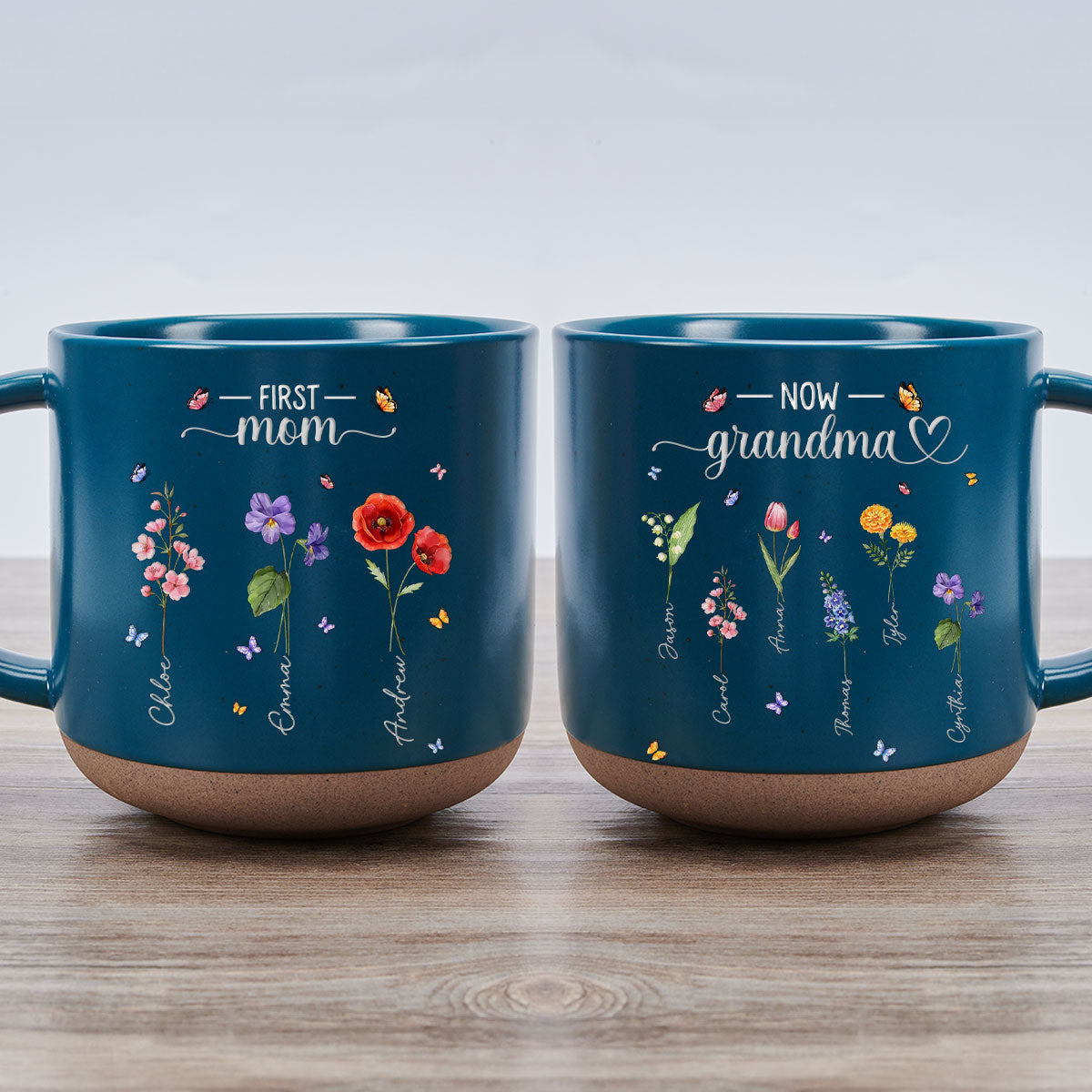Custom Christmas & Birthday Gift for Mom • First Mom Now Grandma - Personalized Pottery Mug