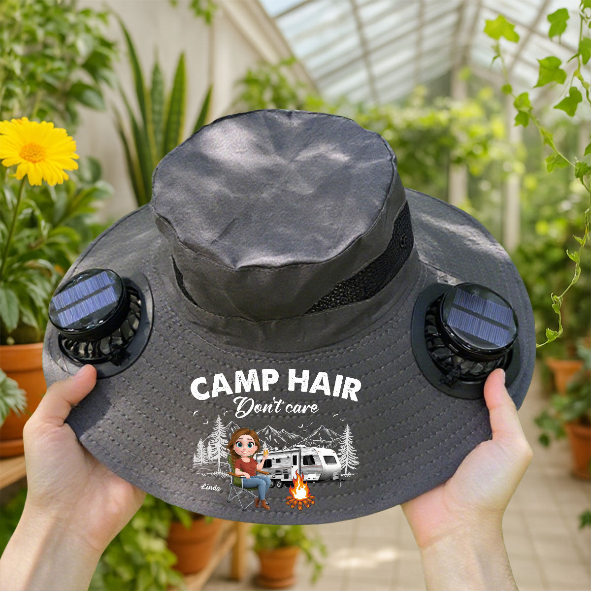 Camp Hair - Personalized Solar Fan Hat