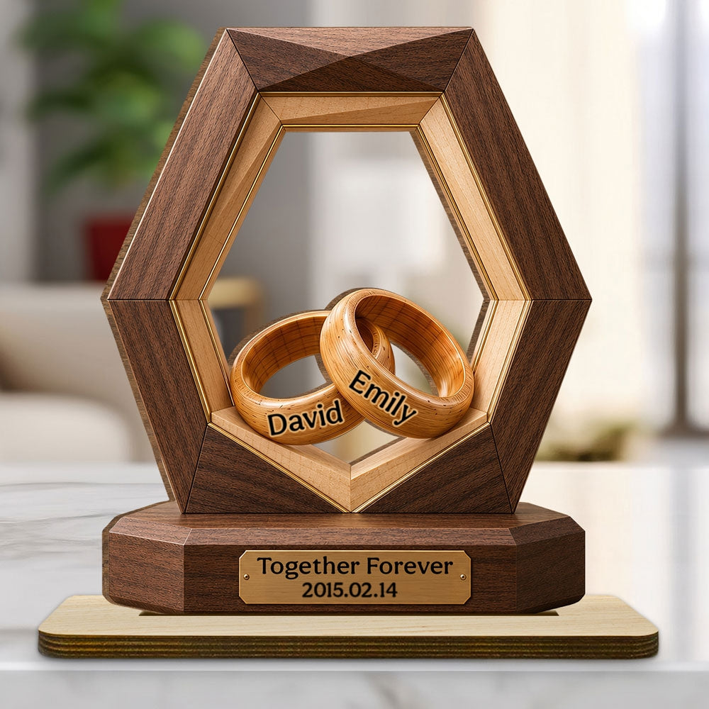 Custom Couple's Decor, Anniversary & Wedding Gift • Infinity Love - Personalized 2-Layer Wood Plaque With Flat Base