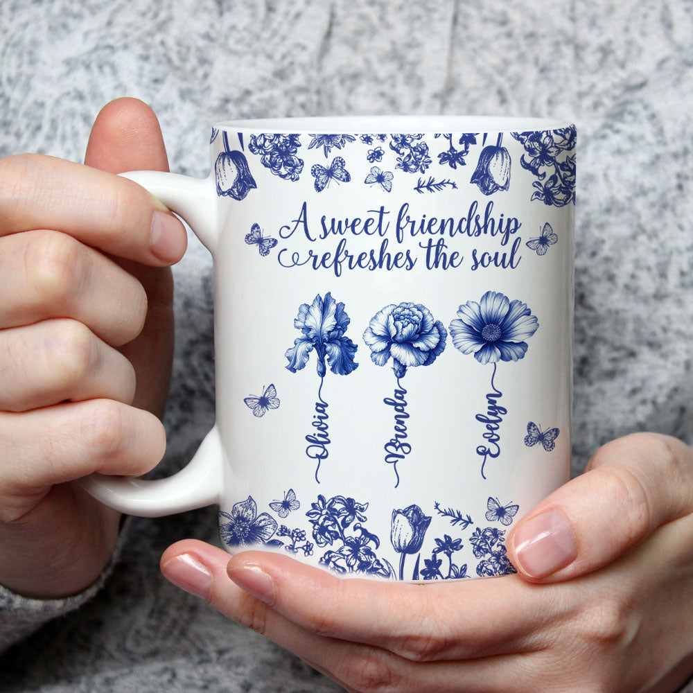 Custom Best Friend, Christmas & Birthday Friendship Keepsake Gift • A Sweet Friendship Toile - Personalized Coffee Mug
