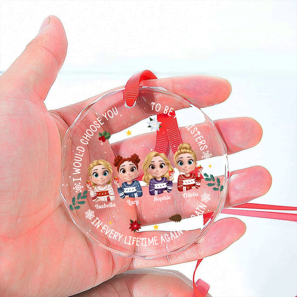 Custom Sister Christmas Ornament •  Soulmate In Disguise - Personalized Glass Ornament