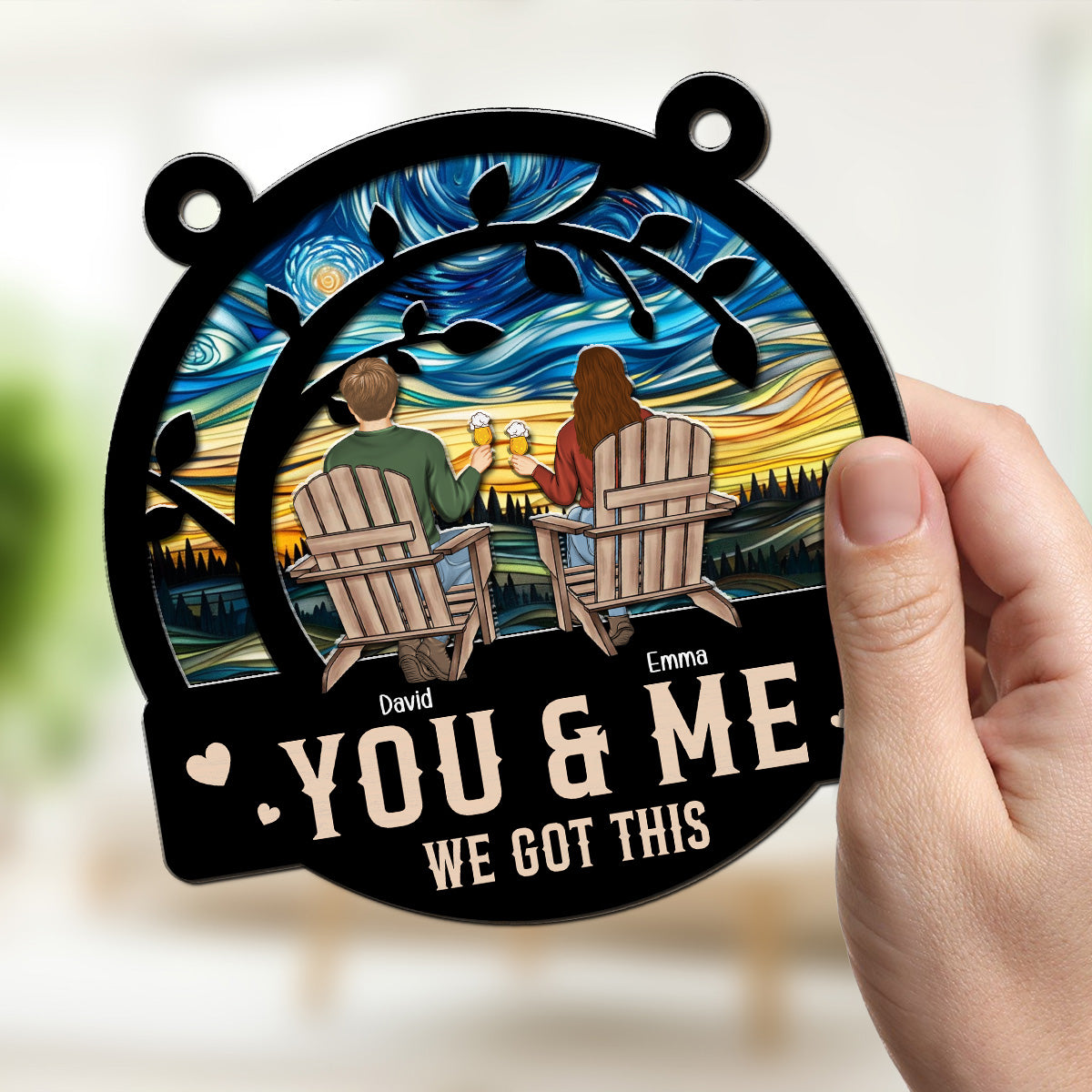 Custom Couple Hanging Decor, Anniversary Valentine's Day Gifts • You & Me We Got This - Personalized Suncatcher