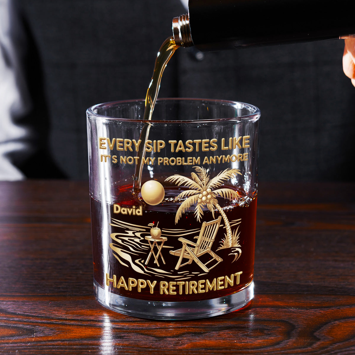Goodbye Stress Hello Freedom - Personalized Whiskey Glass