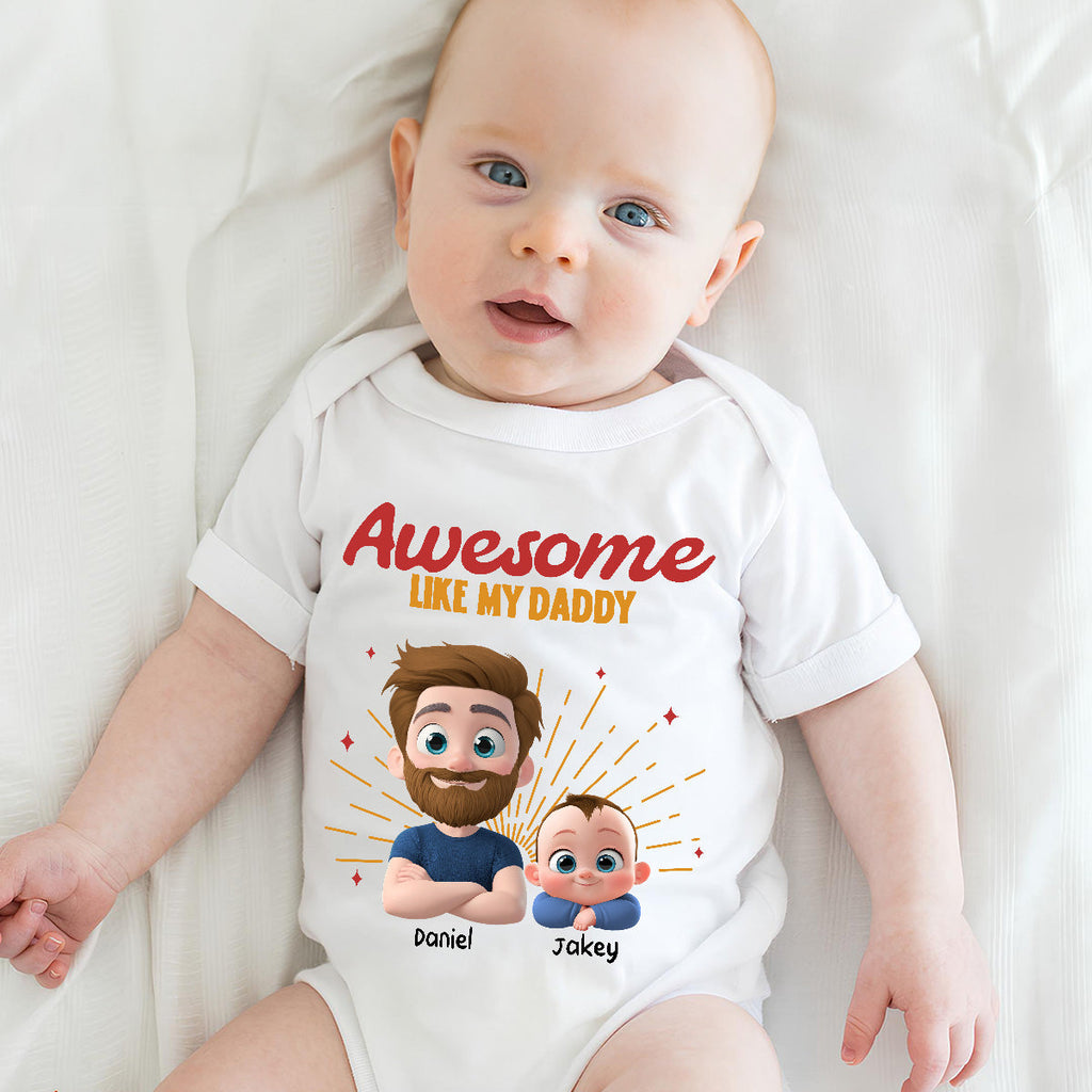 Custom First Father's Day, Christmas Gift for New Dad • Awesome Baby Dad - Personalized T-Shirt And Onesie