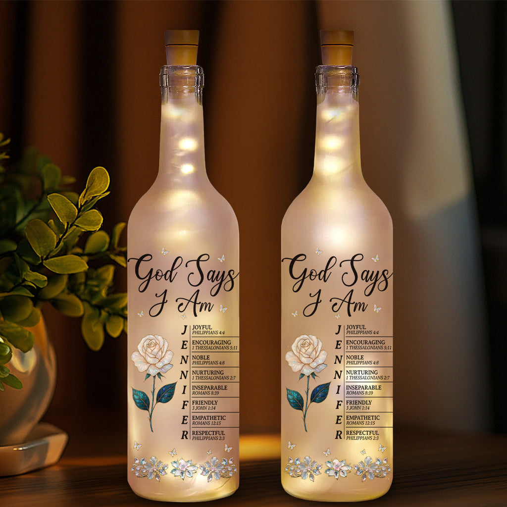 God Says I Am - Personalized Bottle Lamp