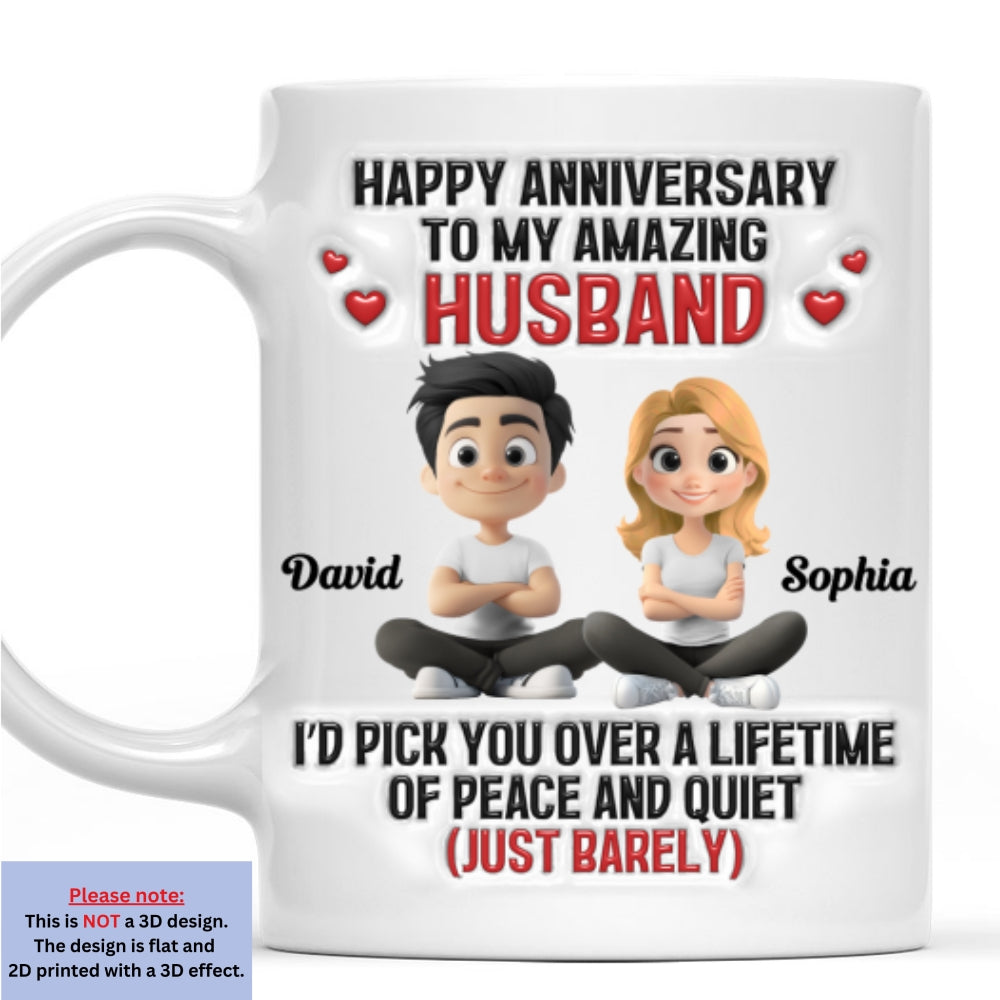 Custom Anniversary Keepsake Gifts For Couple • Over A Peaceful And Quiet Lifetime - Personalized 3D Inflated Effect Mug
