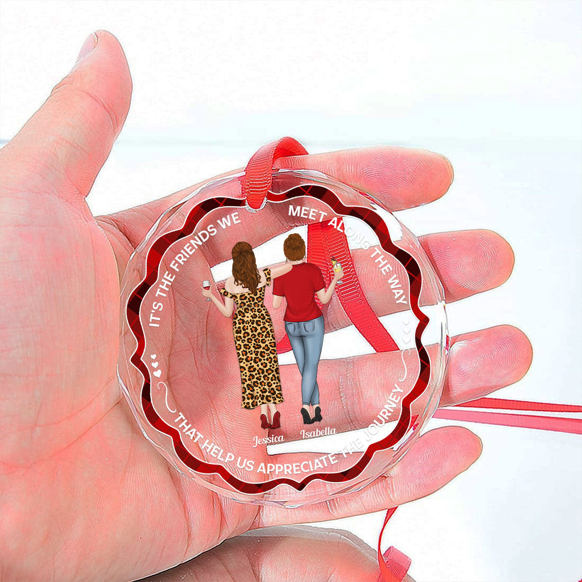 Custom Friendship Christmas Ornament, Best Friend Gift •  Appreciate The Journey - Personalized Glass Ornament