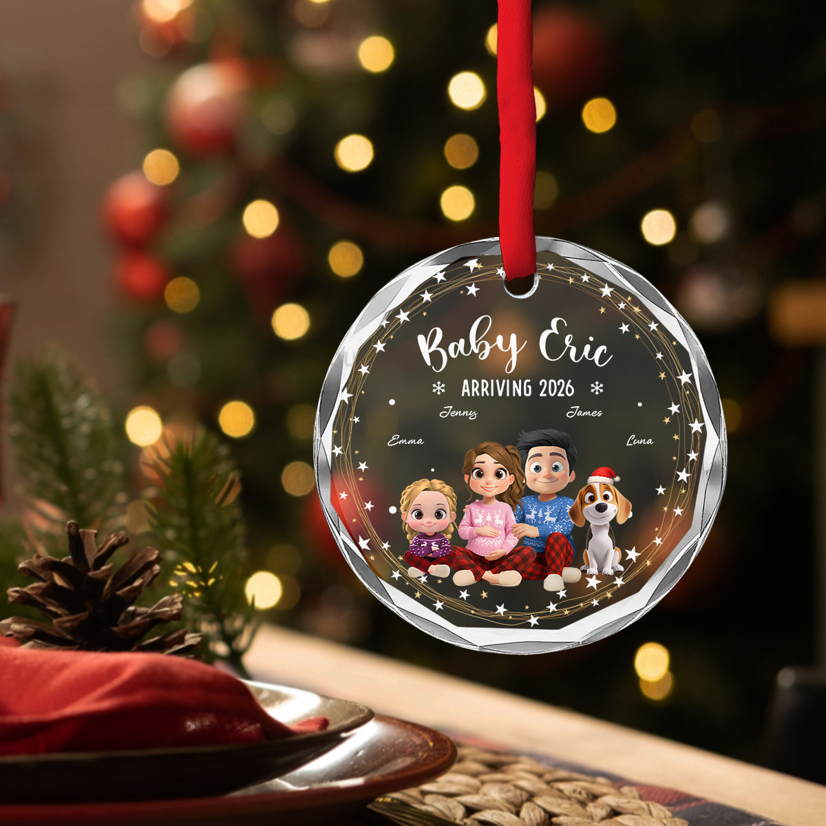Custom Family Ornament, Christmas Gift for Family Members •  We Are Waiting For You - Personalized Glass Ornament