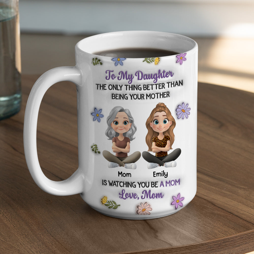 Custom Mother's Day Gift for Daughter • Linked Together Cartoon Version 2 - Personalized 3D Inflated Effect Mug