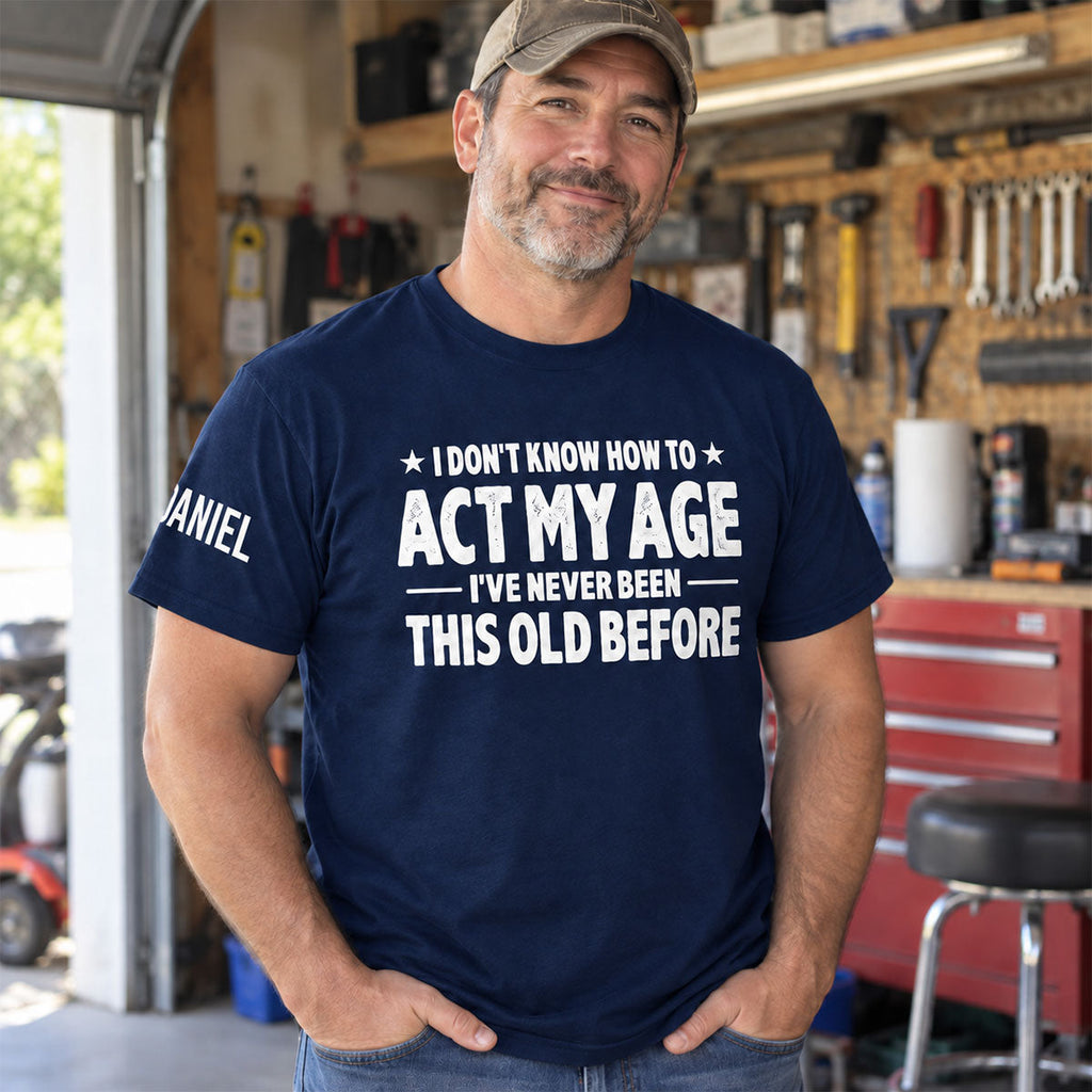 Custom Christmas & Birthday Gift for Dad, Grandpa • Doing My Best - Personalized Shirt With Design On Sleeve