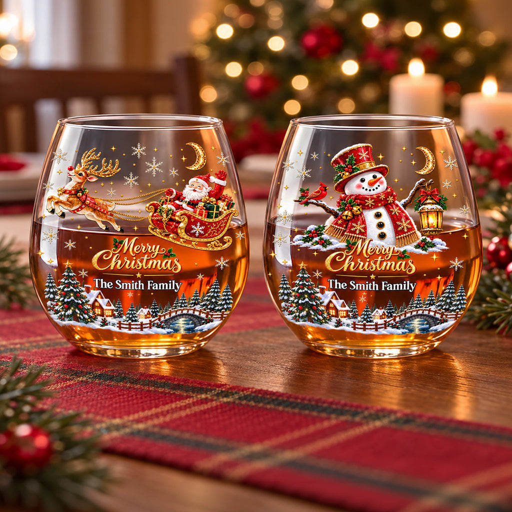 Festive Cheer - Personalized Wine Glass