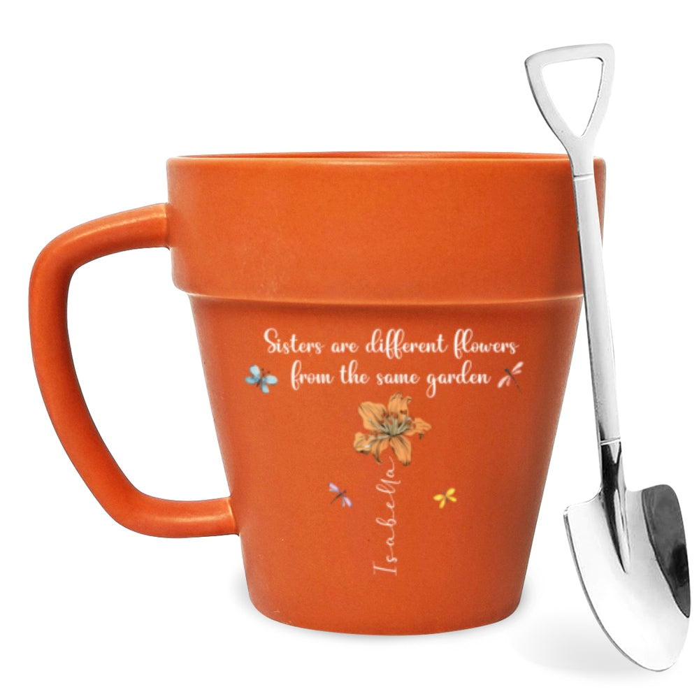 Custom Christmas & Birthday Gift For Sister • Sisters Are Different Flowers From The Same Garden - Personalized Plant Pot Mug