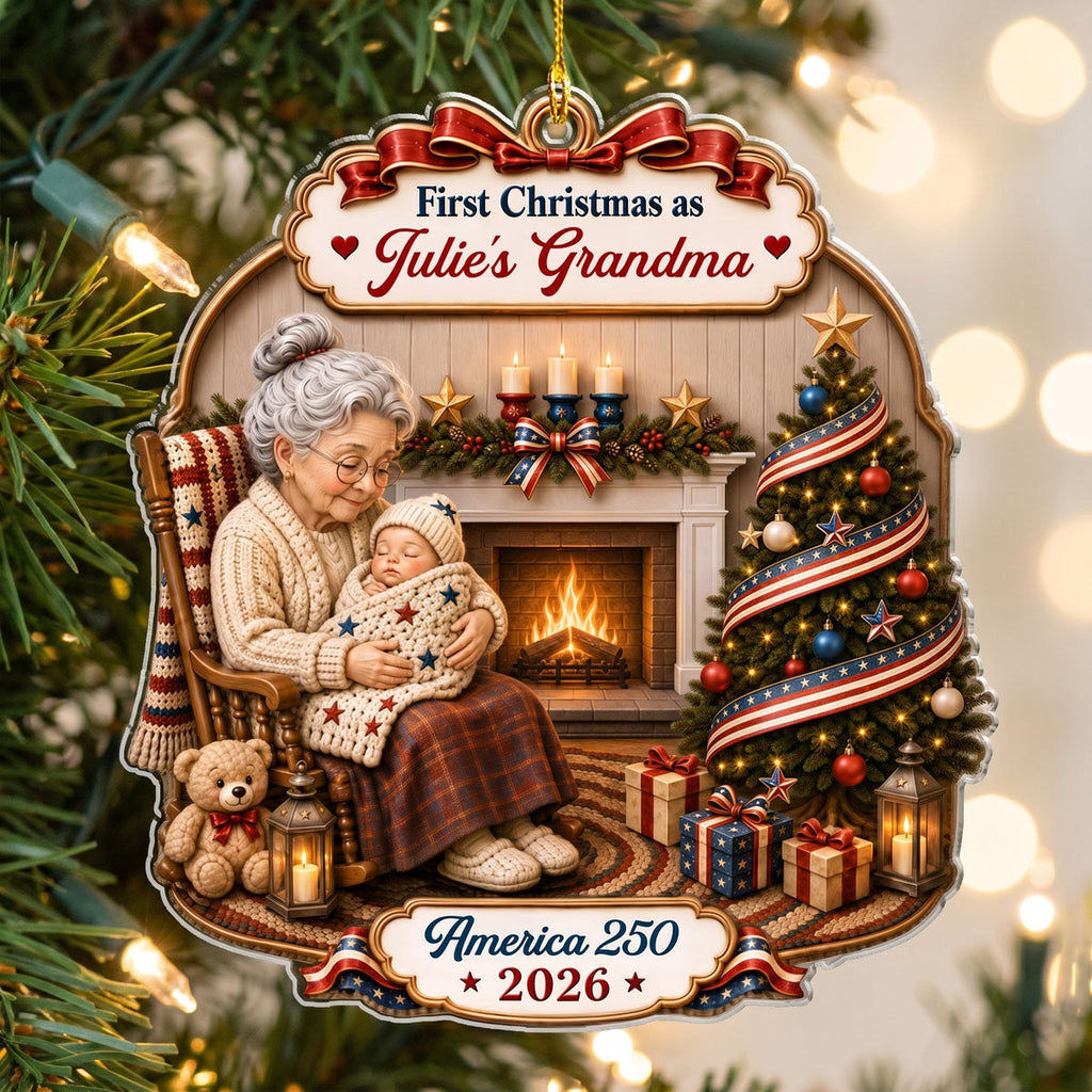 Custom Family First Christmas Ornament •  Grandma Little Star - Personalized 3D Effect Acrylic Ornament