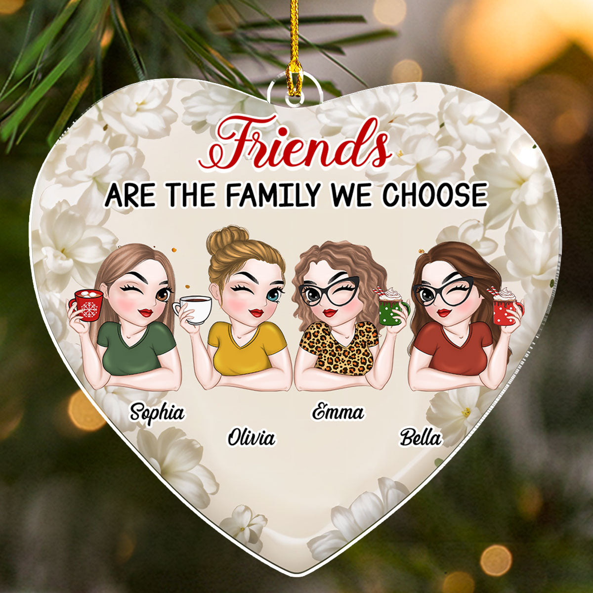 Custom Friendship Christmas Ornament, Best Friend Gift •  The Family We Choose - Personalized Acrylic Ornament