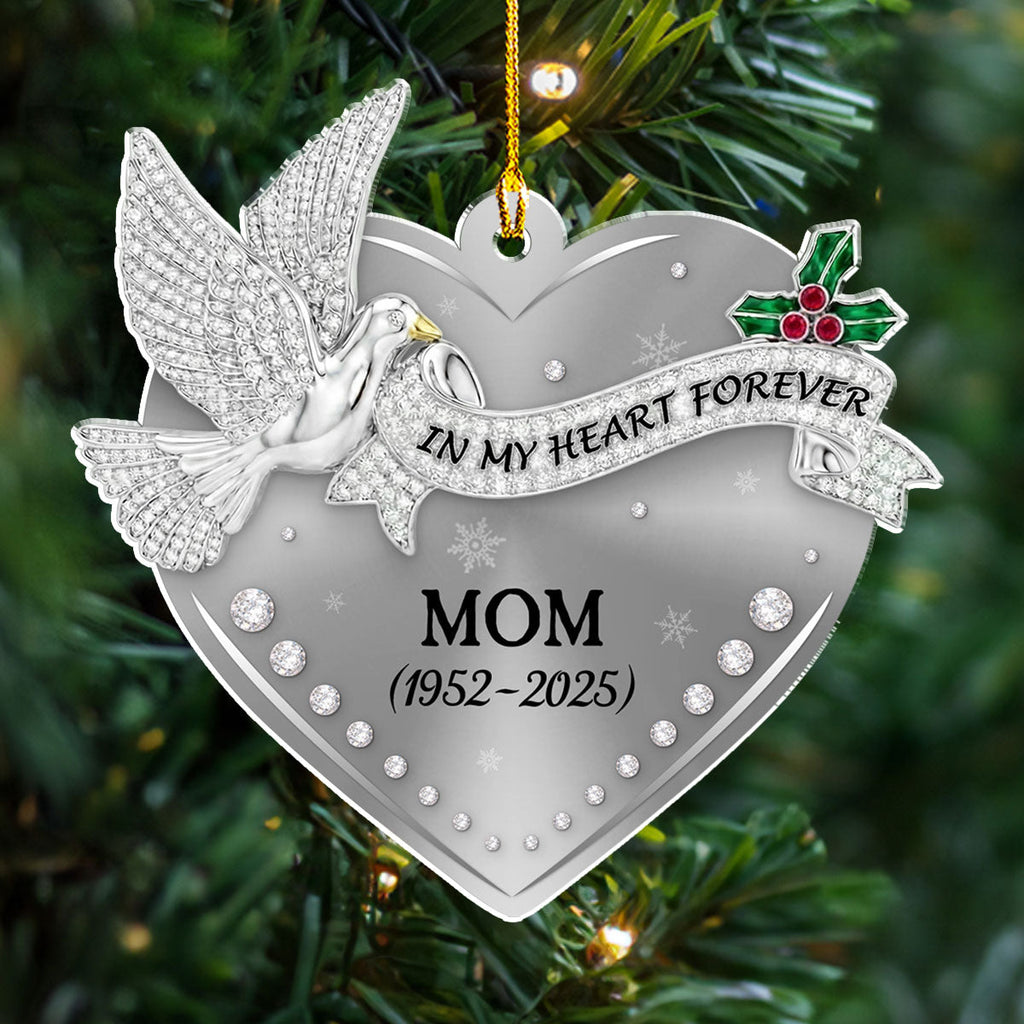 Custom Memorial Christmas Ornament, Sympathy Keepsake •  In Our Hearts - Personalized Acrylic Ornament