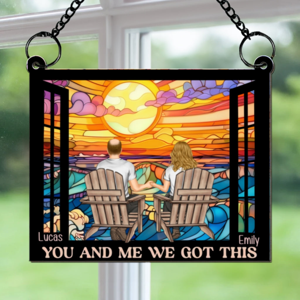 Custom Couple Hanging Decor, Anniversary Valentine's Day Gifts • Building A Life We Love - Personalized Suncatcher