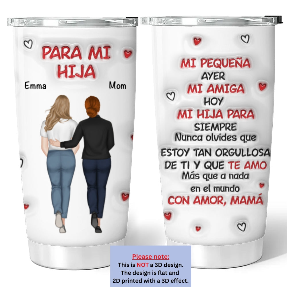 Custom Christmas Birthday Gifts For Daughter • Un Abrazo de Mamá - Vaso 3D Personalizado Efecto Inflado