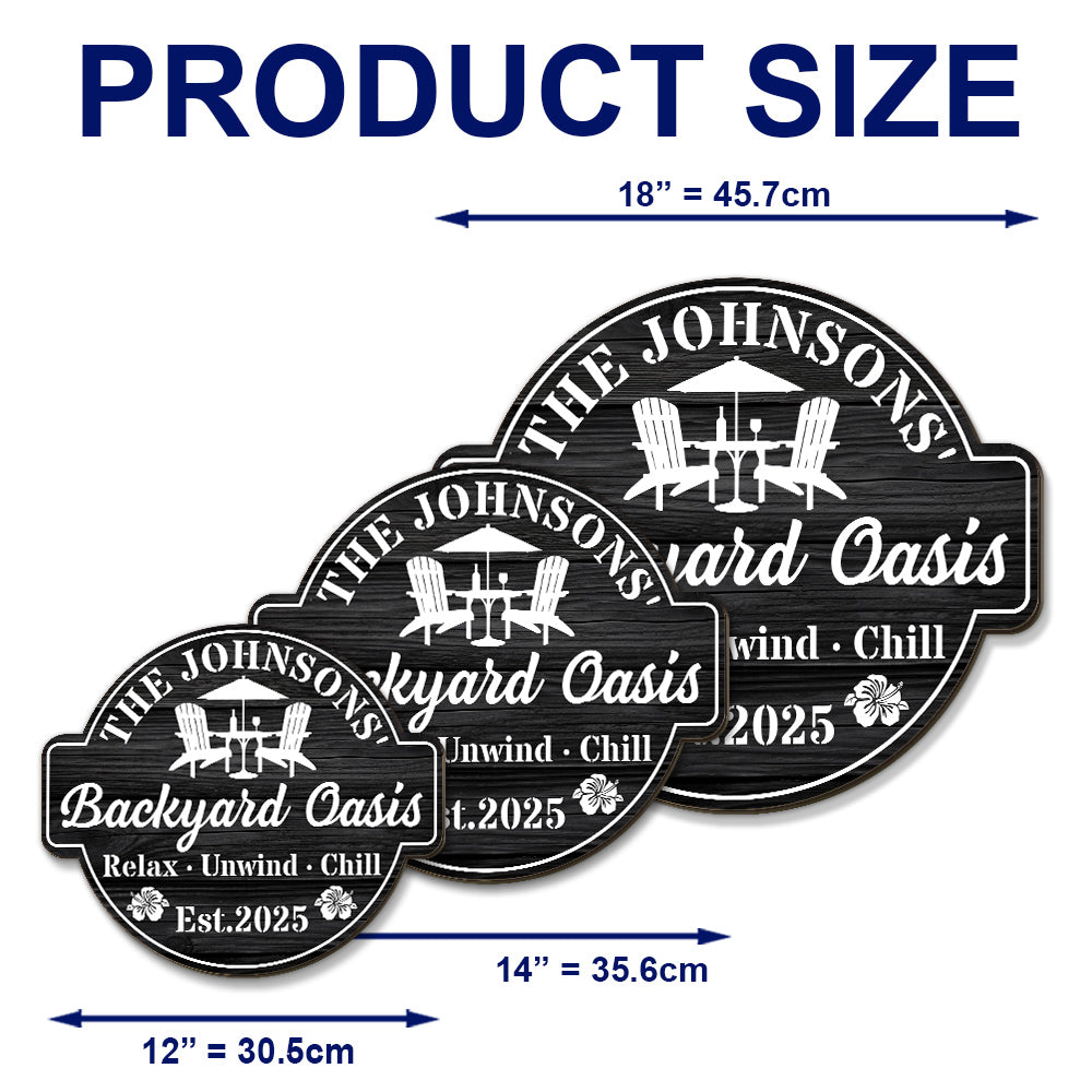 Custom Family Summer Backyard, Patio & Porch Decor • Welcome To Our Backyard Oasis - Personalized Wood Sign