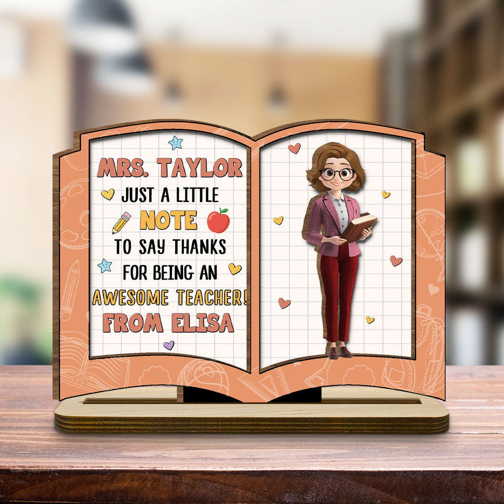 Custom Decor, Christmas Birthday Anniversary Gift Keepsake • Thanks For Being An Awesome Teacher - Personalized 2-Layer Wood Plaque With Flat Base