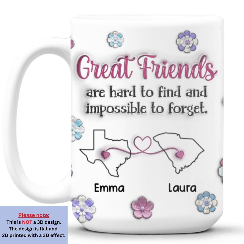 Custom Best Friend, Christmas & Birthday Friendship Keepsake Gift • Great Friend - Personalized 3D Inflated Effect Mug