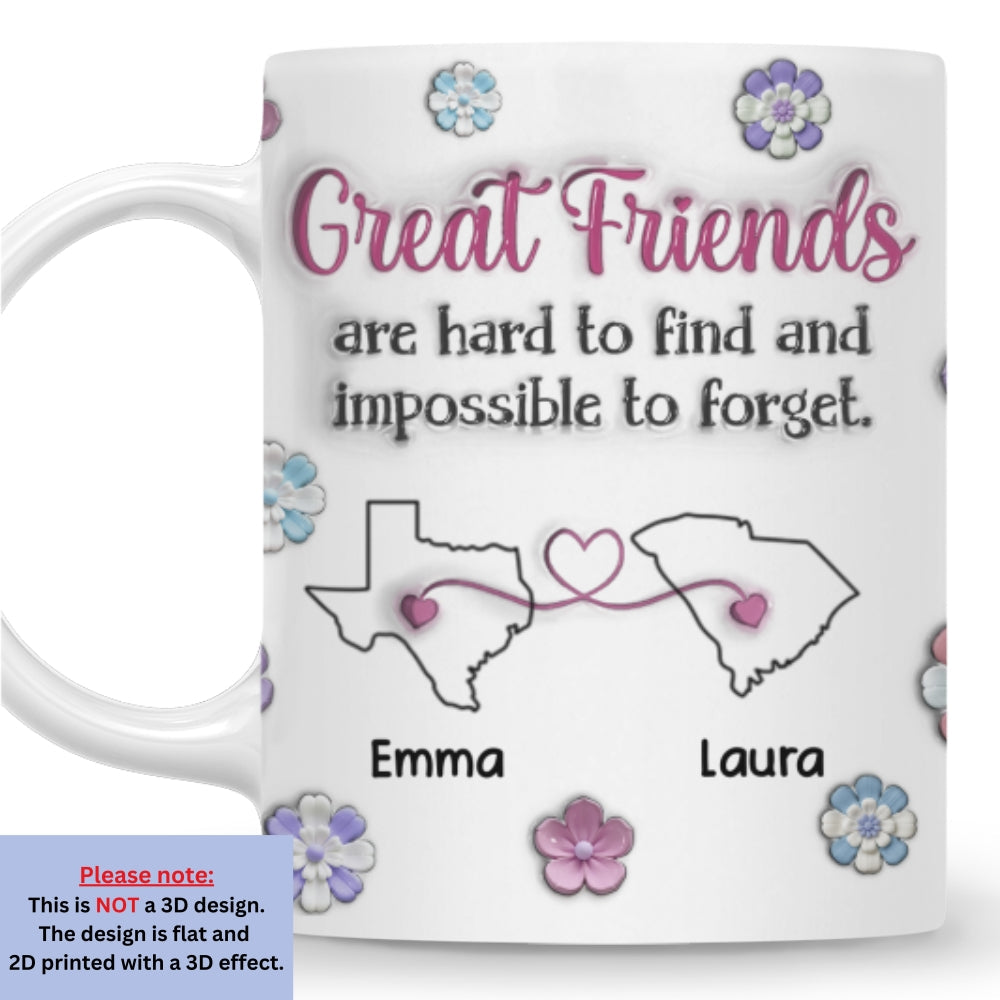 Custom Best Friend, Christmas & Birthday Friendship Keepsake Gift • Great Friend - Personalized 3D Inflated Effect Mug
