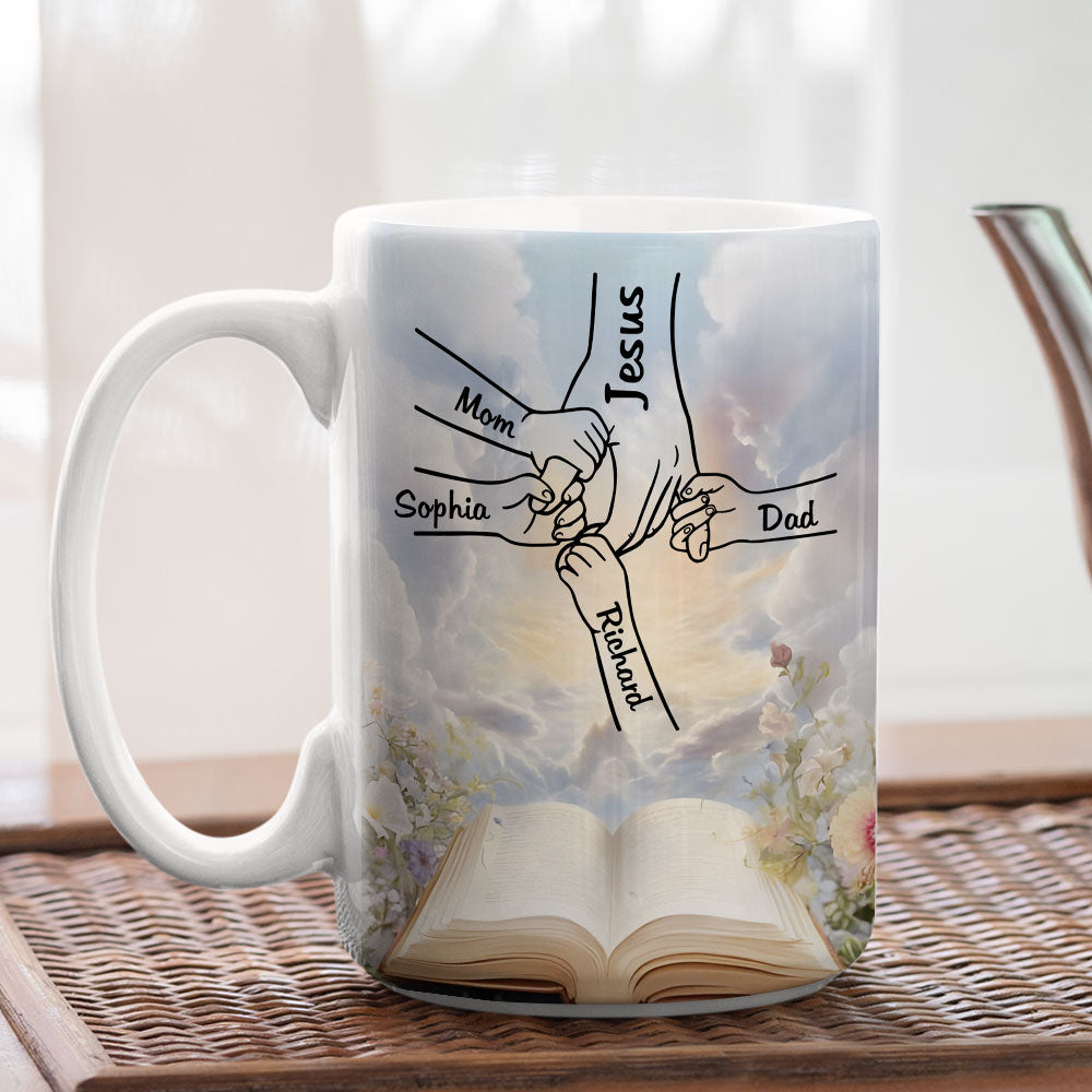 Custom Christmas & Birthday Gift for Mom • God Holds Our Hands - Personalized Coffee Mug