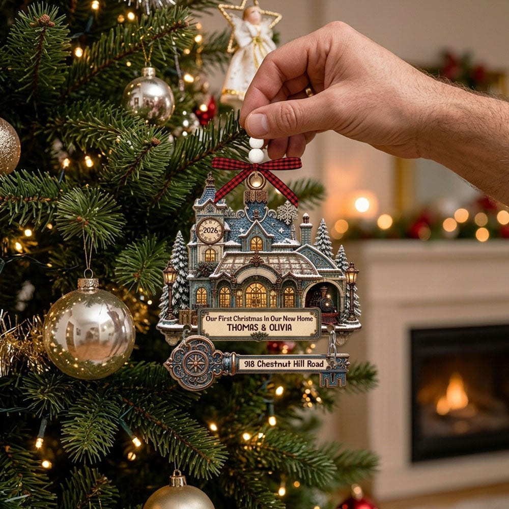 Custom Keepsake Christmas Ornament •  Sweet Home - Personalized Wooden Ornament With Tag