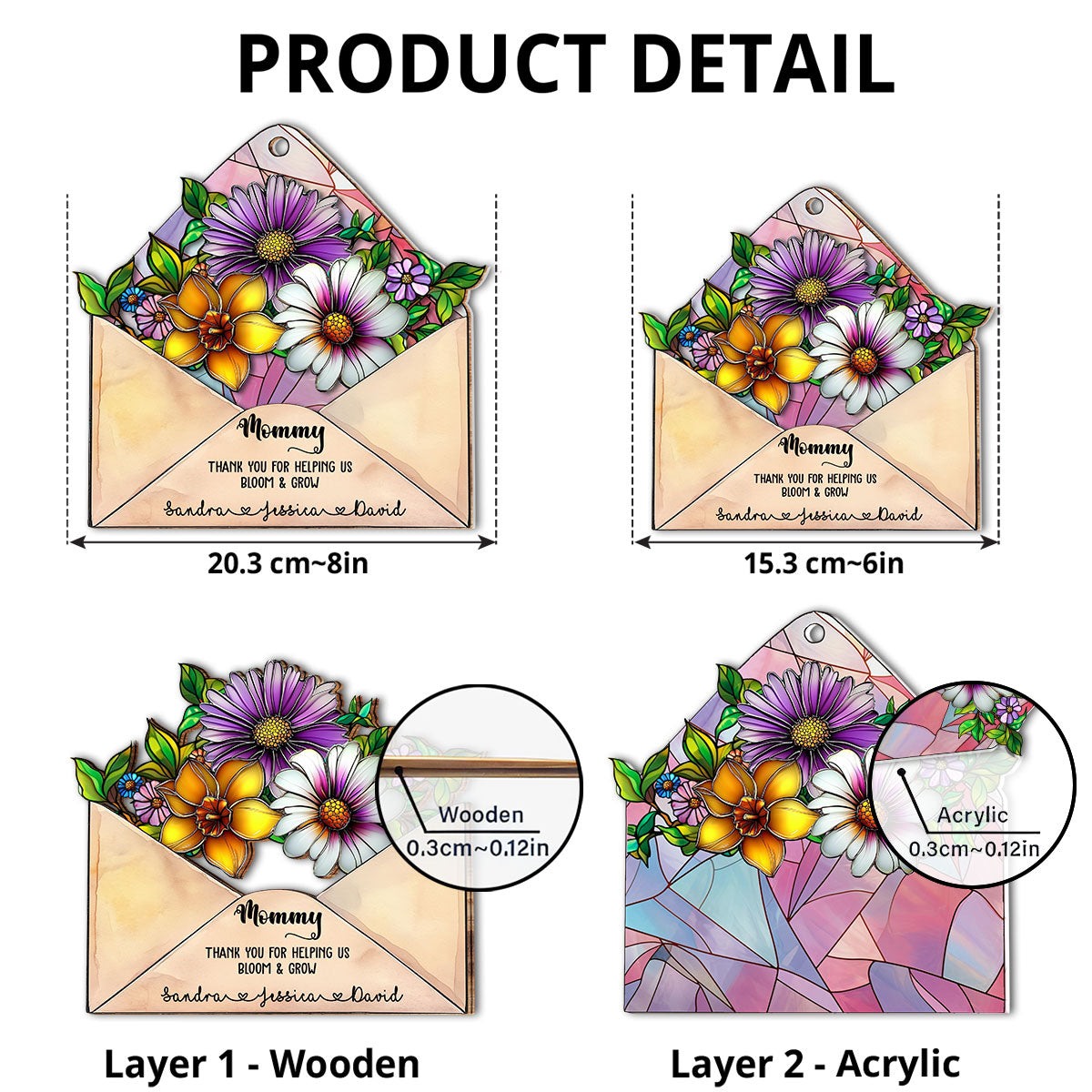 Custom Hanging Decor for Mom Daughter, Mother's Day Gifts • Envelope For Best Mom - Personalized Suncatcher
