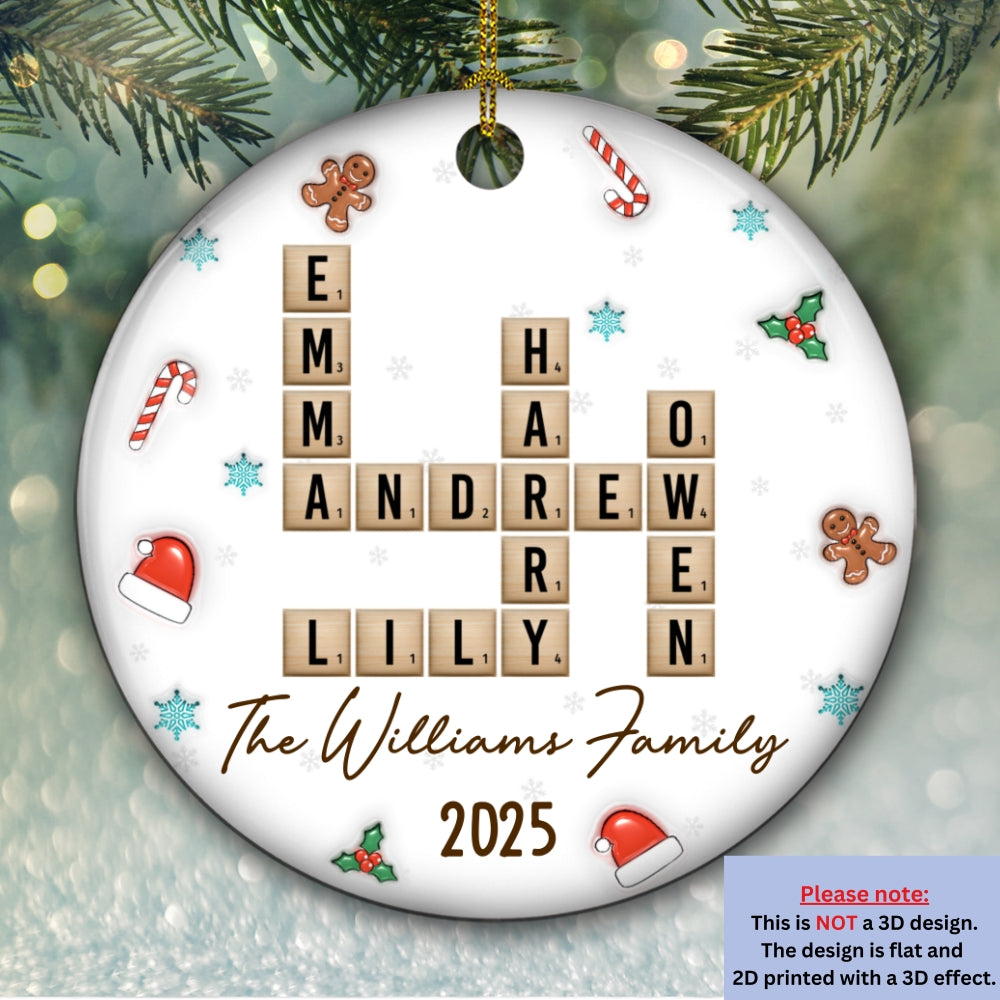 Custom Family Ornament, Christmas Gift for Family Members •  The Best Crossword We Ever Made - Personalized 3D Inflated Effect Ceramic Ornament