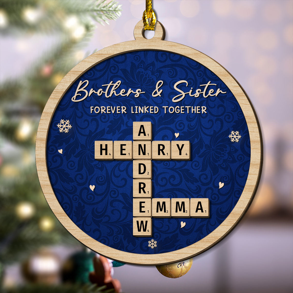 Custom Brothers & Sisters Christmas Ornament •  Same Roots But Different Beautiful Branches - Personalized 2-Layered Wood Ornament
