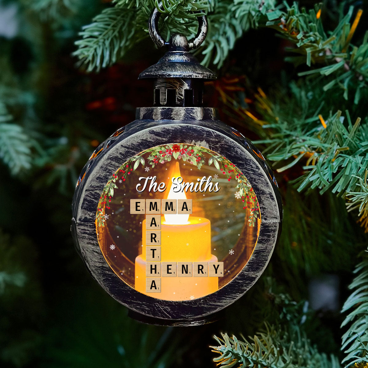 Custom Name Family Christmas Gifts, Holiday Decor • Home Is Where - Personalized Christmas Lantern